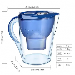 Alkaline High PH Drinking Water Filter Pitcher High Efficiency Removal of Residual Chlorine 3.5 Liters water kettle