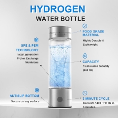 Hydrogen Water Bottle 460ML, 2024 Hydrogen Water Bottle Generator, Using SPE, PEM Technology To Improve Water Quality In 3 Minutes, Hydrogen Water Is Suitable For Travel, Sports, Daily Drinking