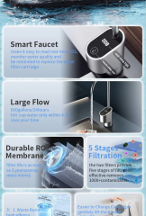 2025 new Smart water purifier 600G smart faucet TDS display ro water purifier tankless reverse osmosis systems water filter system for home drinking