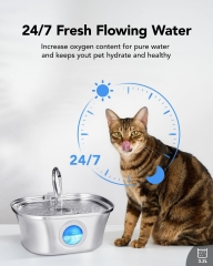 Cat Water Fountain with Water Level Window,108oz/3.2L Stainless Steel Automatic Pet Water Fountain, Dishwasher Safe Dog Water Dispenser with Ultra-Quiet Pump, Multi-Filtration System