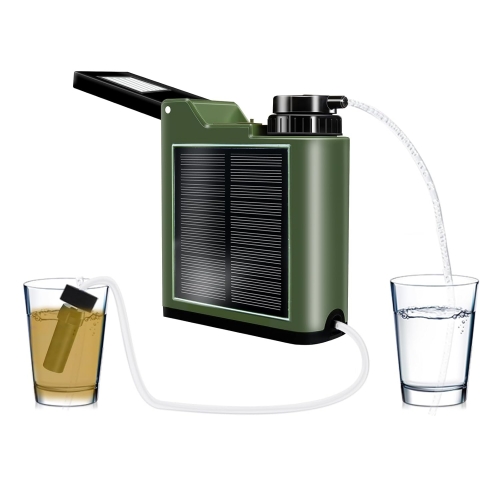 Solar Electric Water Purfier Survival w/ 3W Light, Portable Electric Water Filter Camping Backpacking Hiking Travel Emergency, Water Filtration System Survival, Water Purification Tablets Alternative hiking water filters